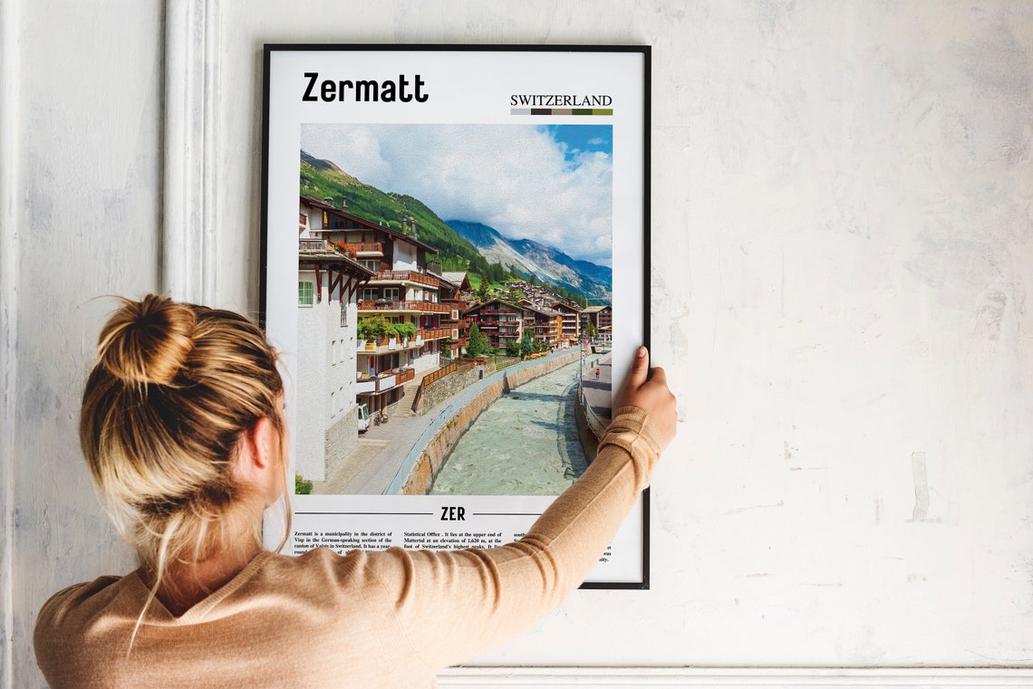 Zermatt Print Zermatt Poster Zermatt Wall Art Oil Painting Poster Colorful City Print City Artwork Travel Artwork Travel Wall Art - Image 4