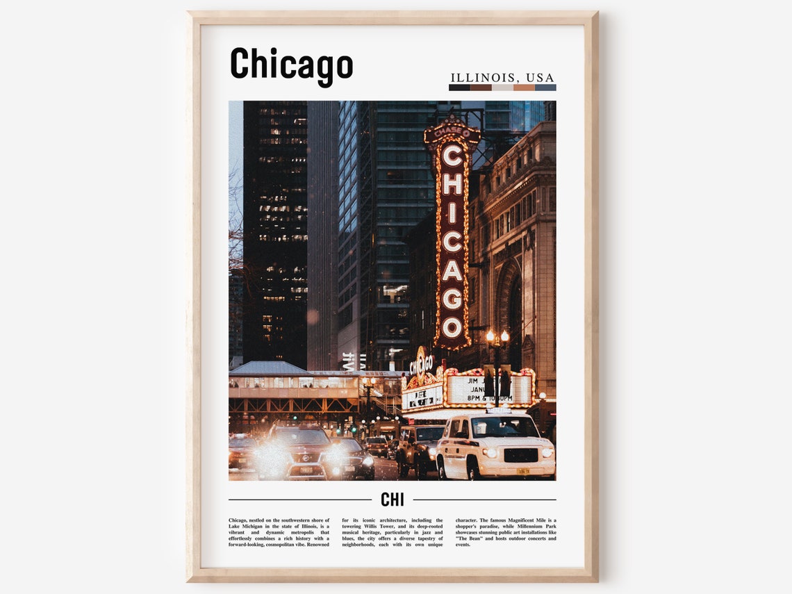 Chicago Print Chicago Poster Chicago Wall Art United States Photo United States Poster United States Print