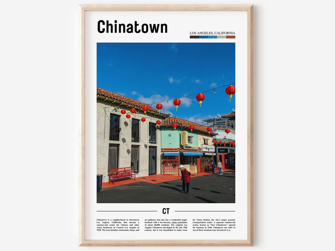 Chinatown Print Chinatown Poster Chinatown Wall Art Minimal Travel Print Minimal City Poster Travel Destination Print Oil Painting Poster