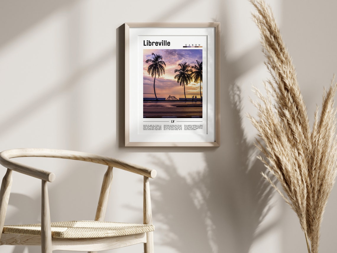 Libreville Poster Libreville Print Libreville Wall Art Minimal Travel Print Travel Destination Oil Painting Poster - Image 2