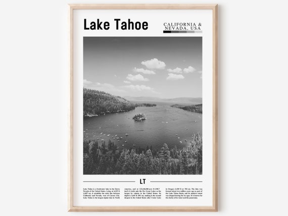 Lake Tahoe Poster Black And White Lake Tahoe Print Black And White Lake Tahoe Wall Art Minimal Travel Print Travel Poster
