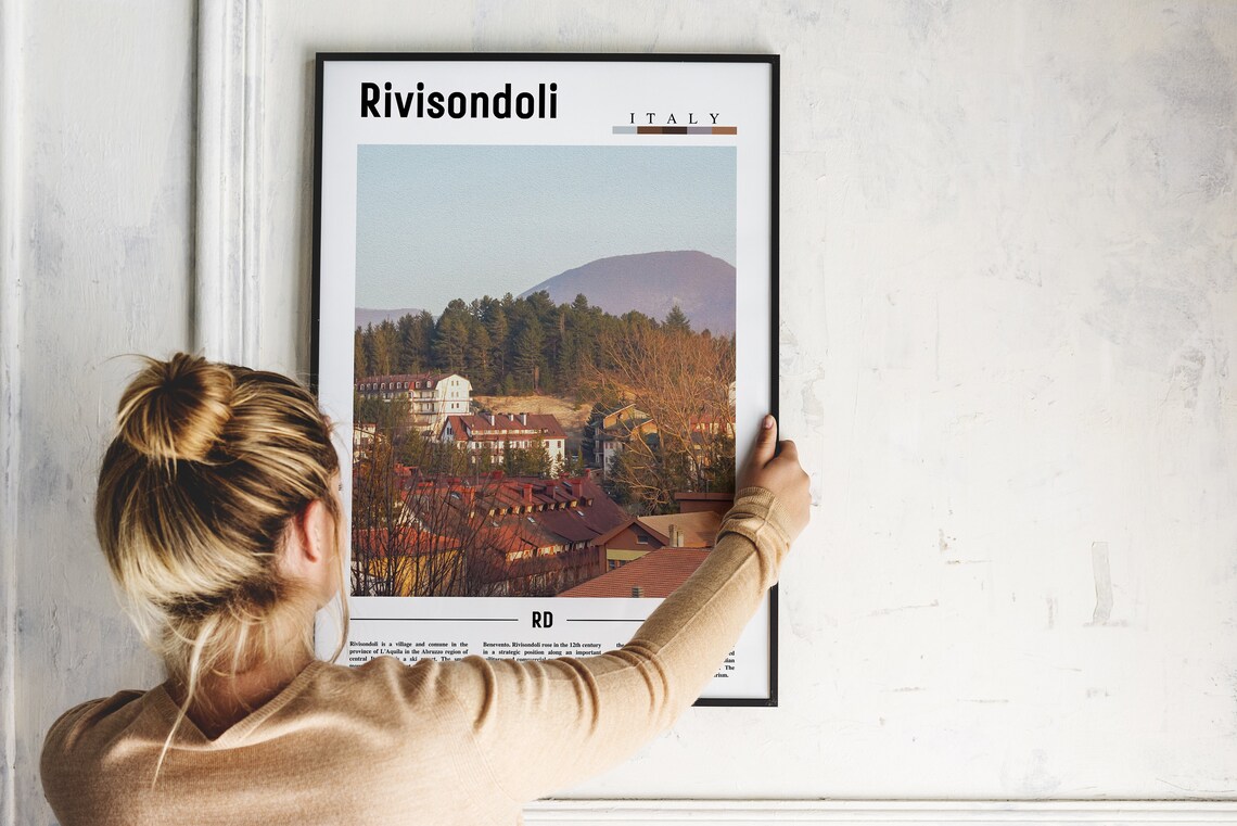 Rivisondoli Minimal Travel Poster, Oil Painting - Image 4