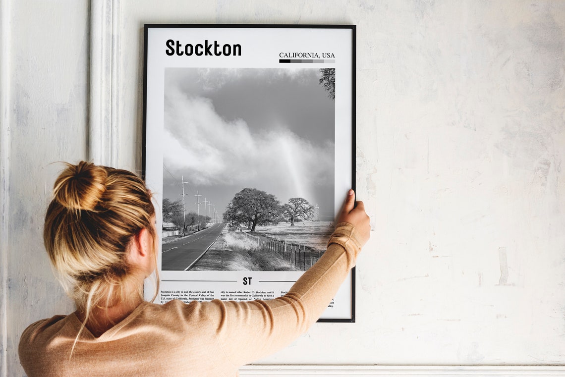 Stockton Print Black And White Stockton Poster Stockton Wall Art Travel Poster City Artwork Travel Artwork Travel Wall Art City Art Print - Image 4