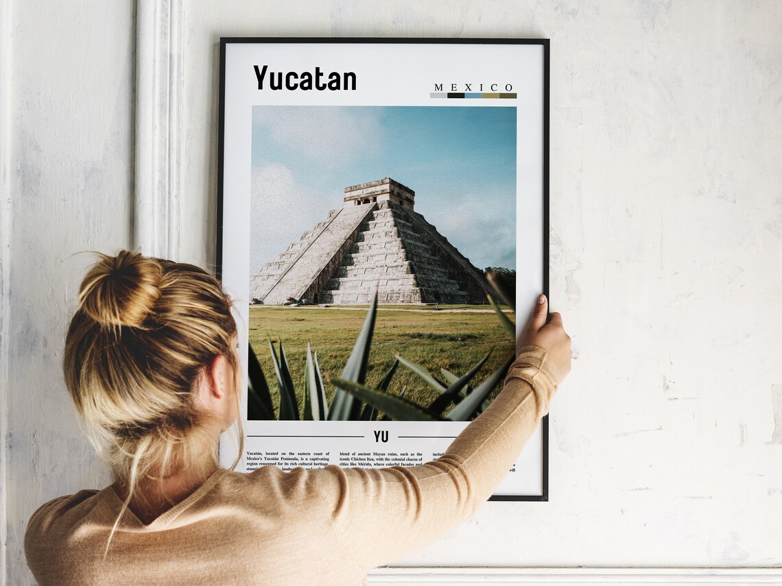 Yucatan Minimal Travel Poster, Oil Painting - Image 5