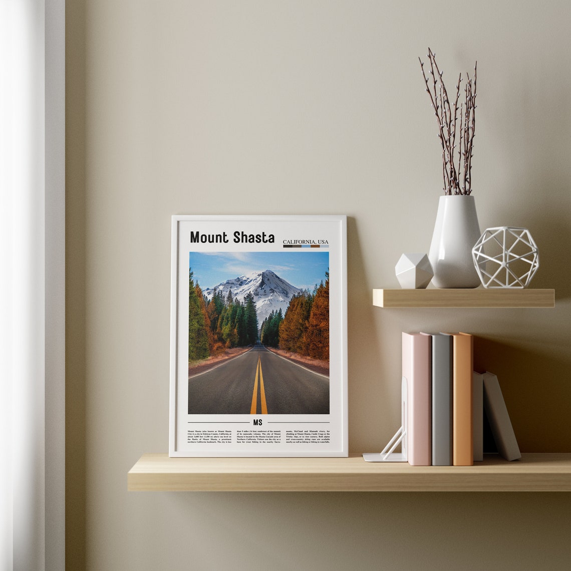 Mount Shasta Print Mount Shasta Poster Mount Shasta Wall Art Minimal Travel Print Minimal City Poster Destination Oil Painting Poster - Image 2