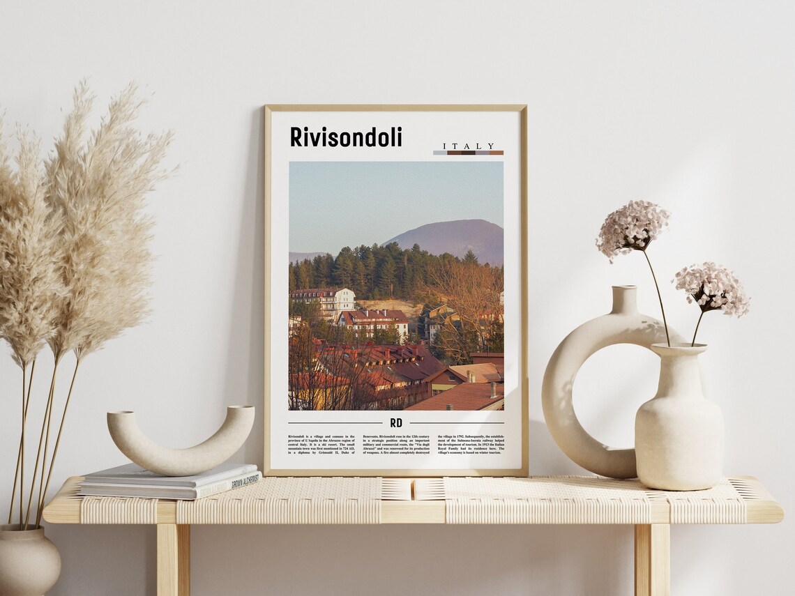 Rivisondoli Minimal Travel Poster, Oil Painting - Image 5