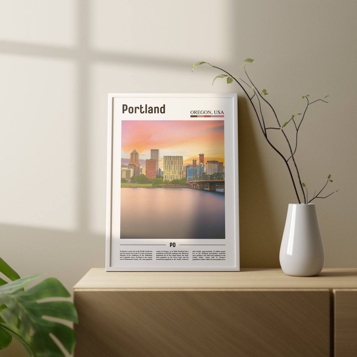Portland Print Portland Poster Portland Wall Art Oil Painting Poster Colorful City Print City Artwork Travel Artwork Travel Wall Art - Image 2