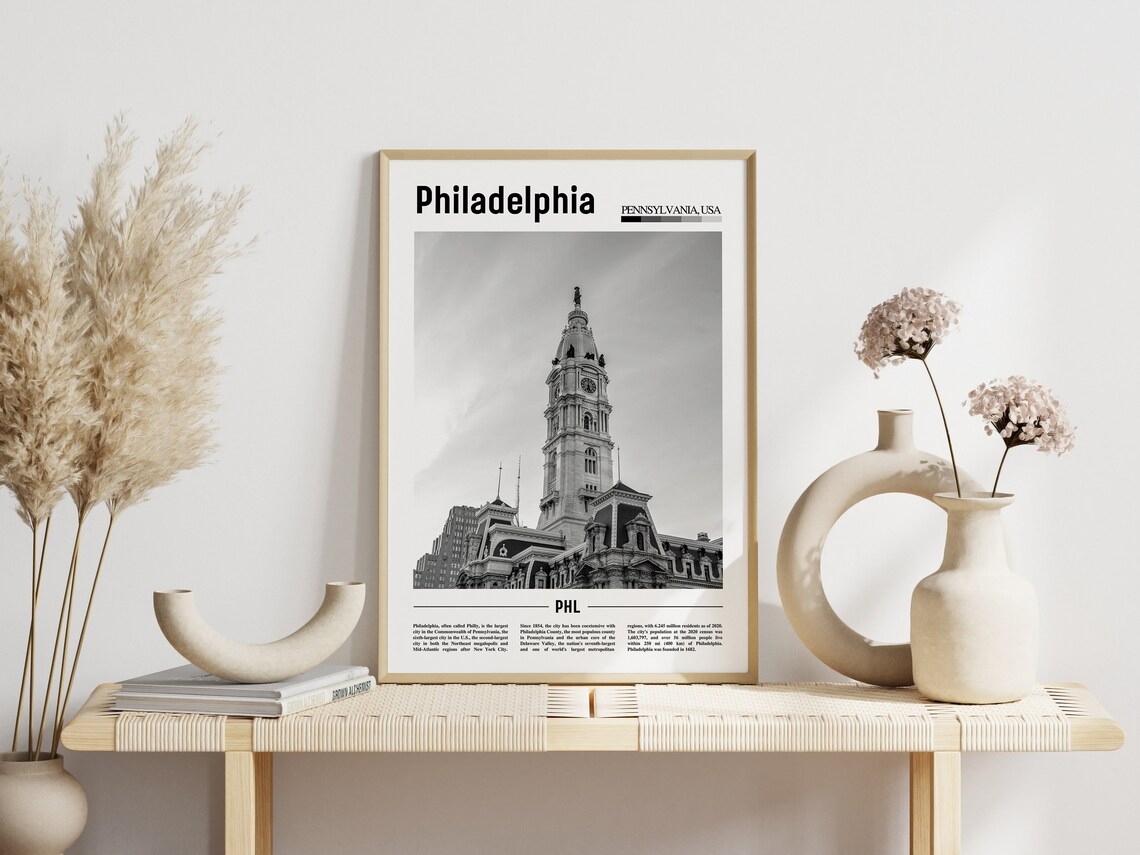 Philadelphia Poster Black And White Philadelphia Print Black And White Philadelphia Wall Art Minimal Travel Print Travel Poster - Image 6