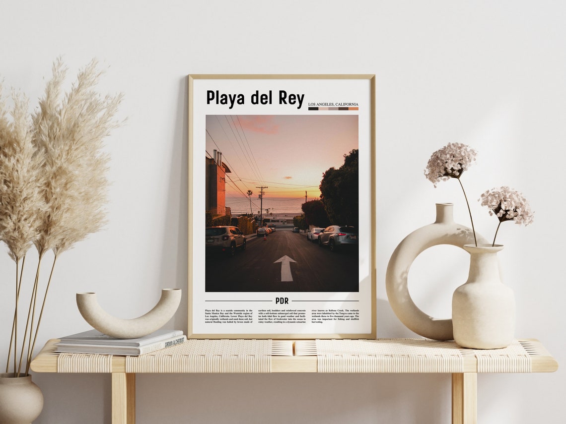 Playa Del Rey Print Playa Del Rey Poster Playa Del Rey Wall Art Minimal Travel Print Minimal City Poster Destination Oil Painting Poster - Image 5