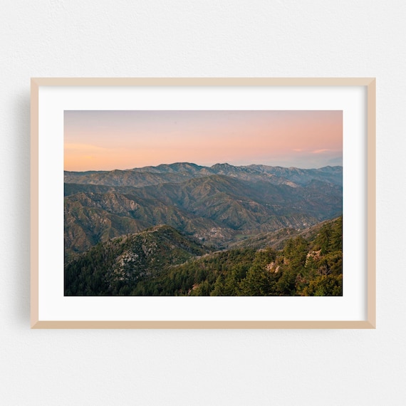 Los Angeles Mountain Ridges Sunset Pink Sky Landscape Photo Print