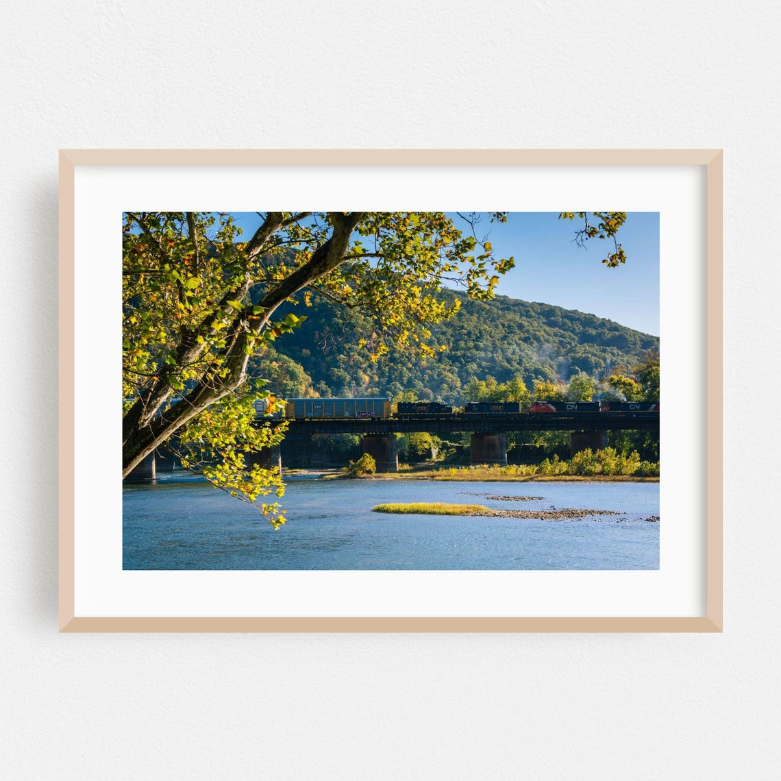 Harpers Ferry West Virginia Train Bridge Autumn River Photo Poster