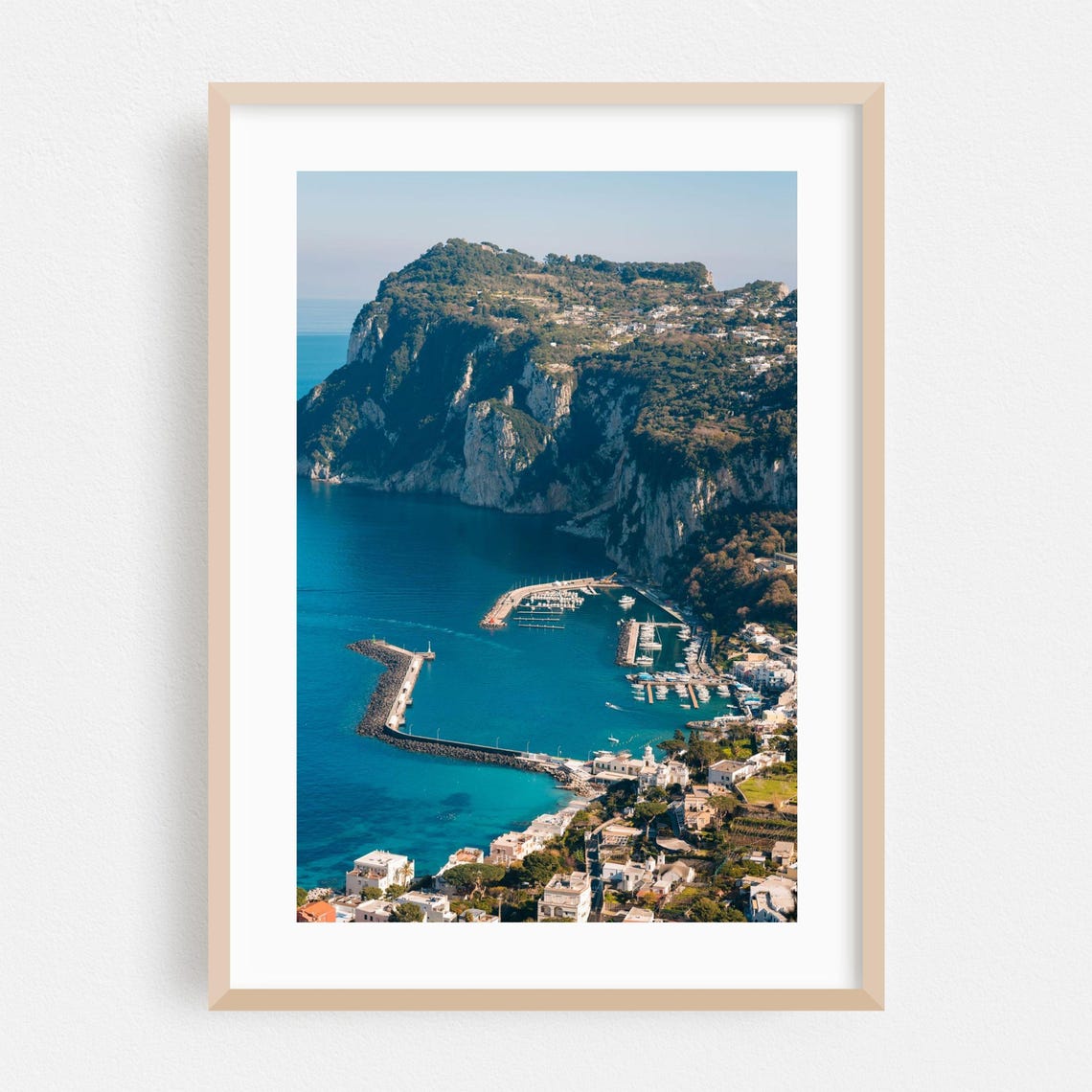 Capri Cliffs Marina Vertical Aerial Italy Mediterranean Coast Poster