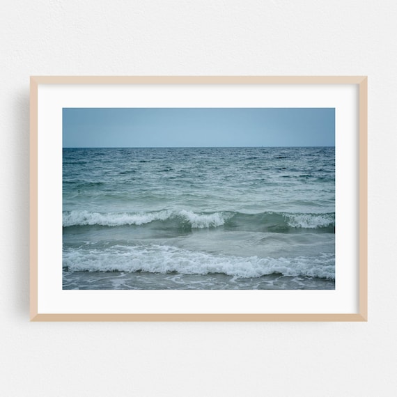 Foamy Ocean Surf Rolling Waves Coastal Photography Moody Print