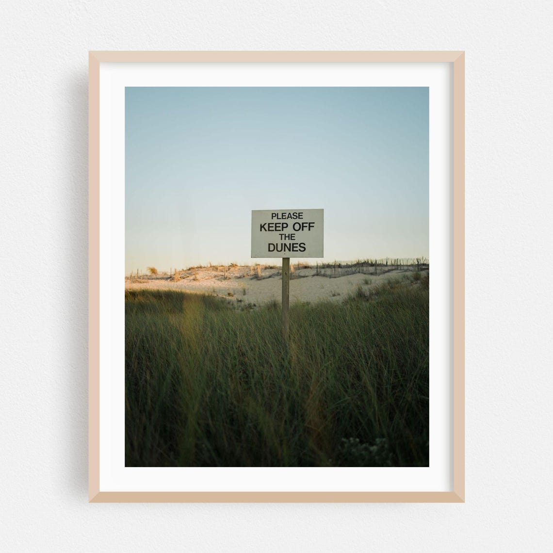 Fire Island Keep Off the Dunes Sign on Grassy Sand Dune Poster