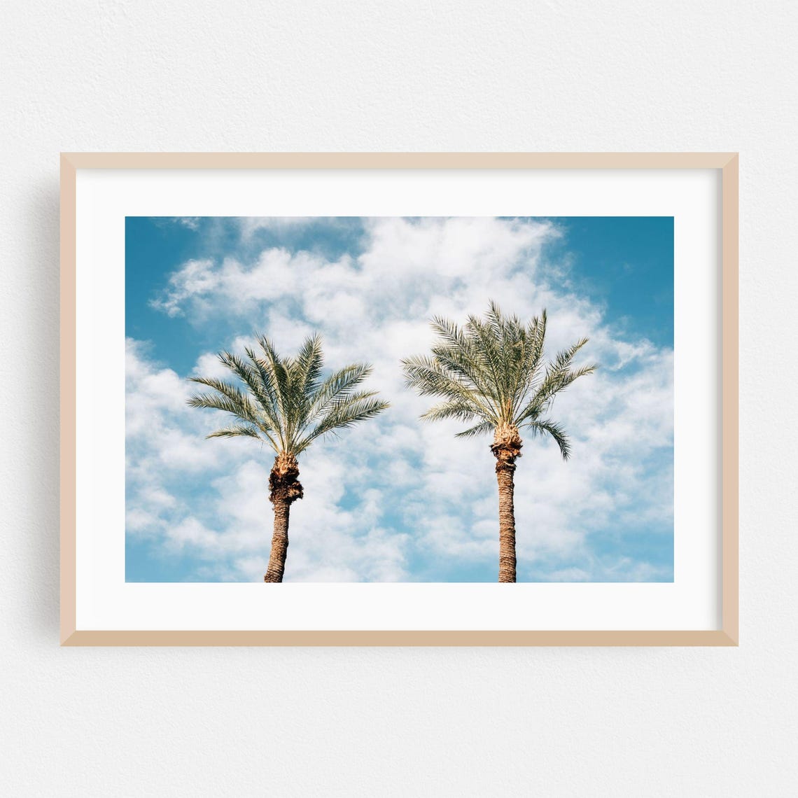 Twin Palm Trees Against Blue Sky Minimalist Palm Springs Poster