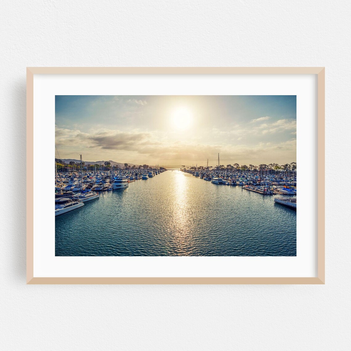 Dana Point Marina At Sunset Golden Harbor Sailboats Photo Print