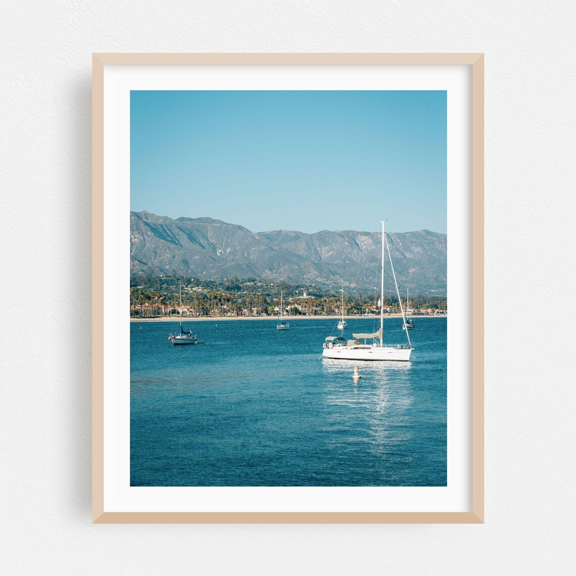 Santa Barbara Sailboats Close-Up Mountain Harbor Seascape Poster