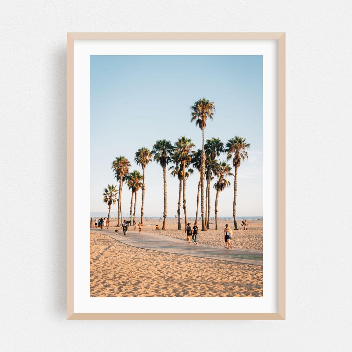 Santa Monica Beach Palm Trees Boardwalk Summer California Poster
