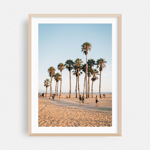 Santa Monica Beach Palm Trees Boardwalk Summer California Poster
