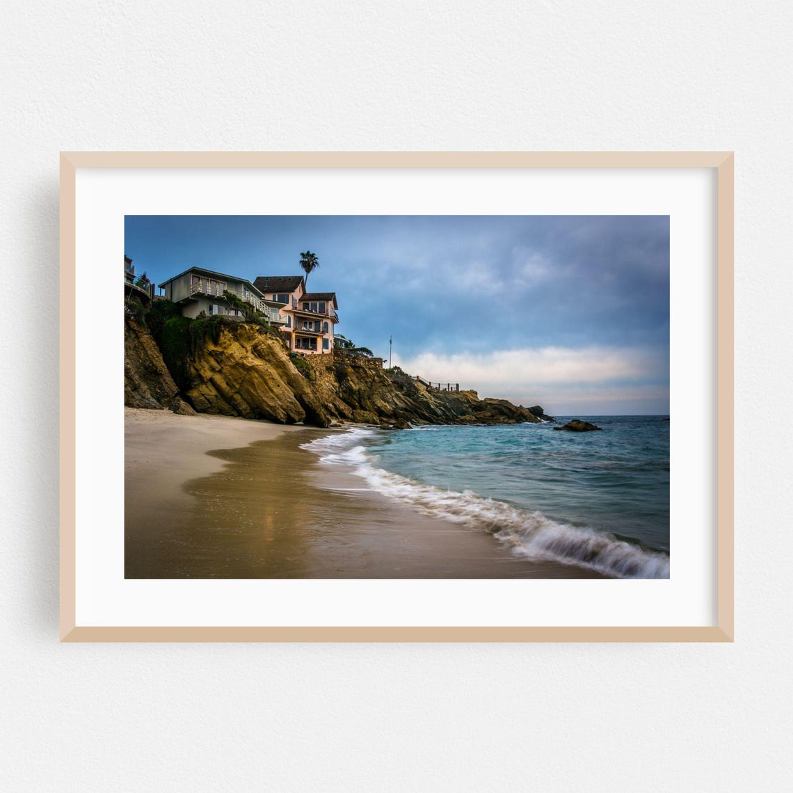 Laguna Beach California Cliffside Homes Ocean Waves Photo Poster