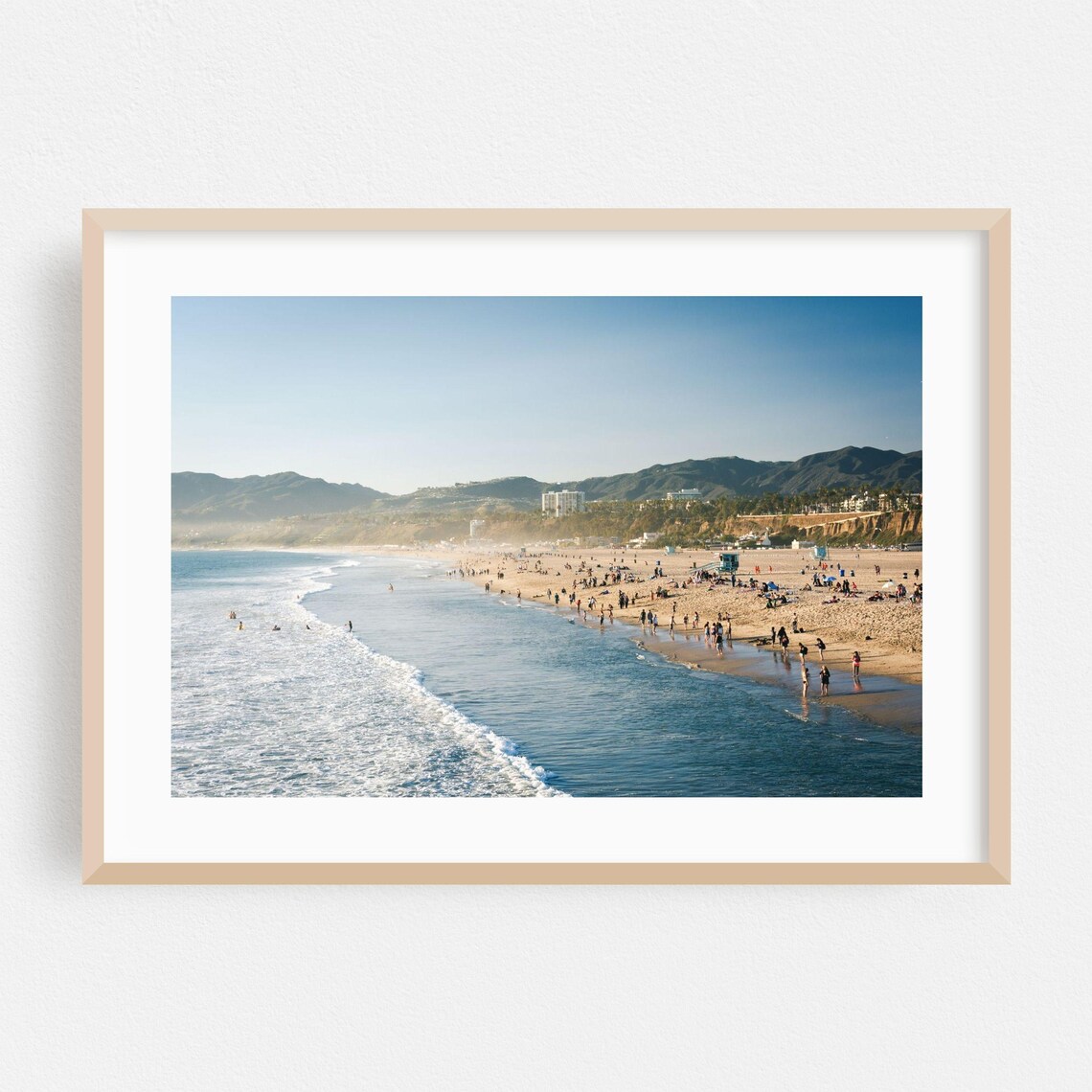 Santa Monica Beach Summer Crowds California Coast Photo Print