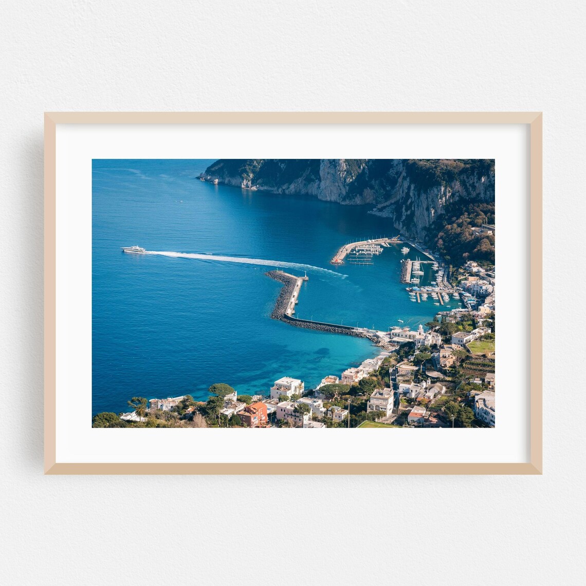 Capri Italy Harbor Marina Aerial Photography Poster With Turquoise Sea