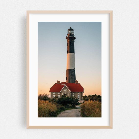 Coastal Lighthouse at Golden Sunset Photography Fine Art Poster