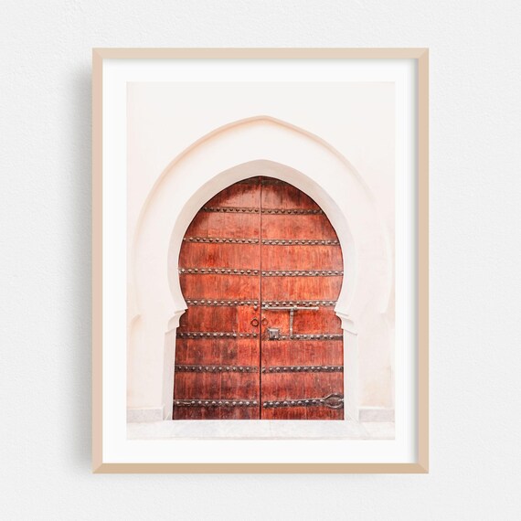 Moroccan Wooden Door Poster Marrakesh Architecture Travel Photo Decor