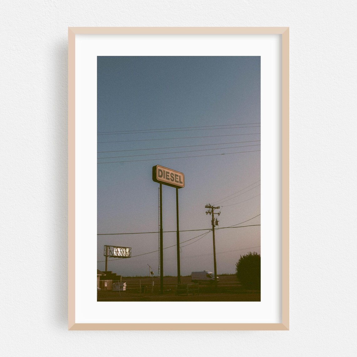 Retro Diesel Gas Station Sign Sunset Rural Americana Photo Poster