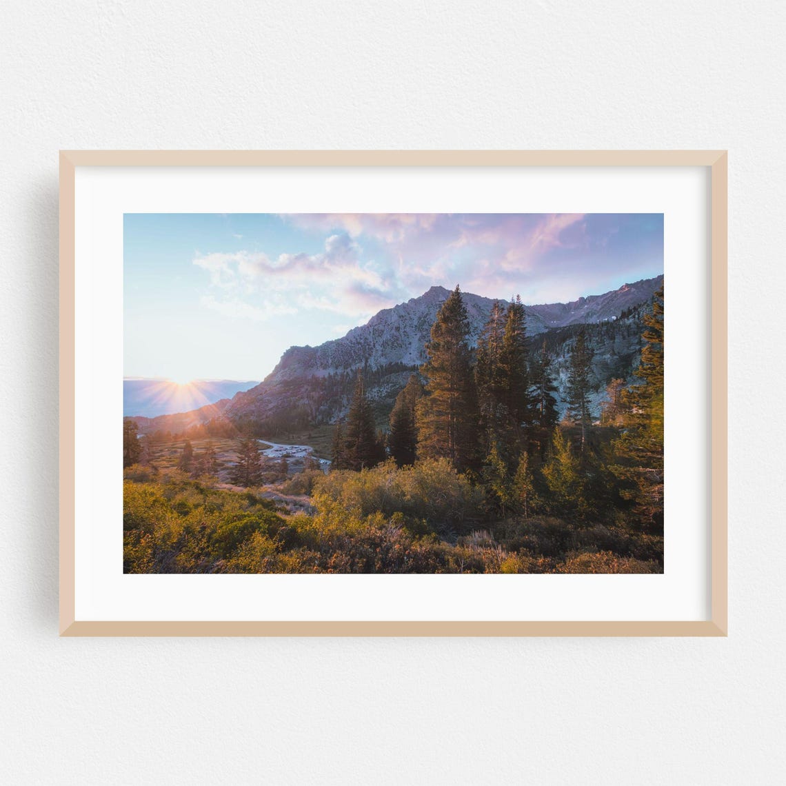 Mountain Sunset Pine Forest Golden Hour Alpine Landscape Poster