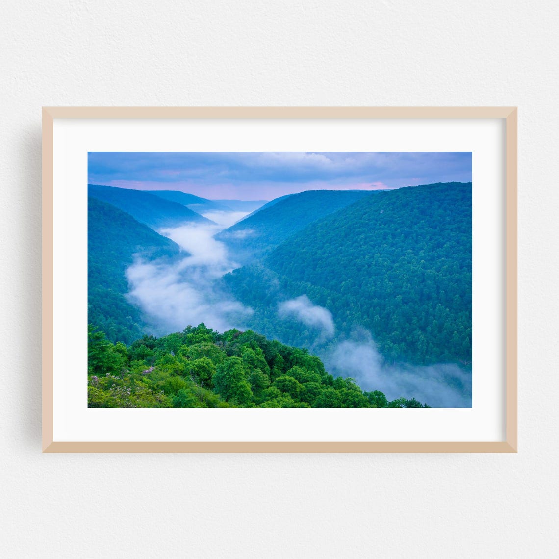 Morning Fog Drifting Through A Green Mountain Valley Dawn Poster