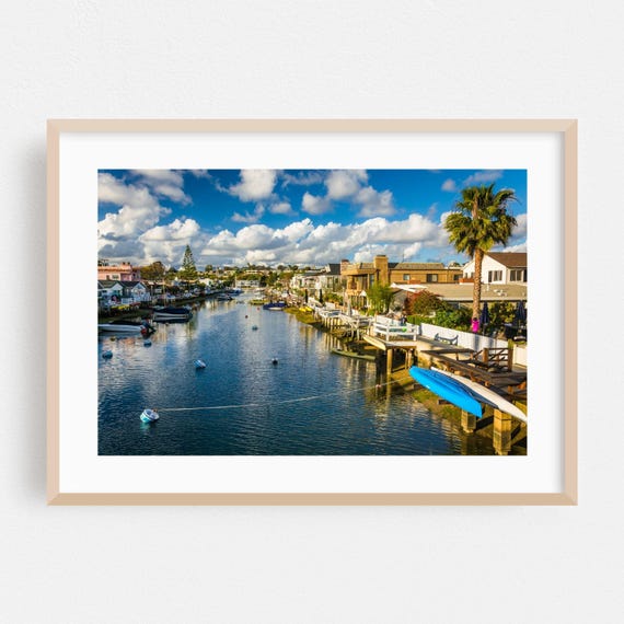 Newport Beach Print Wall Art Boat Framed Coastal Home Decor House Poster Palm Tree Fine Architecture Scenic