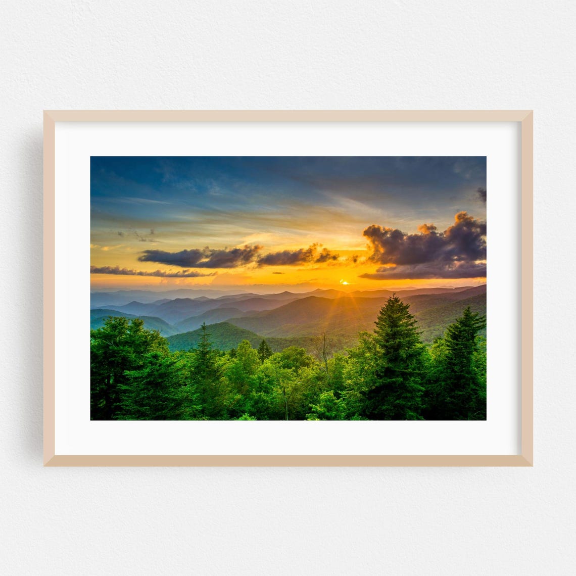 Blue Ridge Mountains Sunrise Over Layered Peaks North Carolina Poster