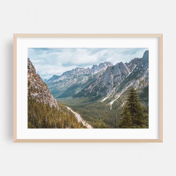 Washington Print Mountain Wall Art Landscape Framed Nature Home Decor Wilderness Poster Scenic Fine Forest Woods Photography