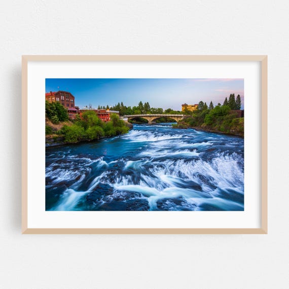 Spokane Print Washington Wall Art Waterfall Framed Bridge Home Decor Nature Poster Landscape Fine Scenic Architecture