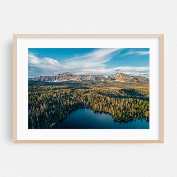 Utah Snowcapped Mountain Lake Pine Forest Landscape Wall Art
