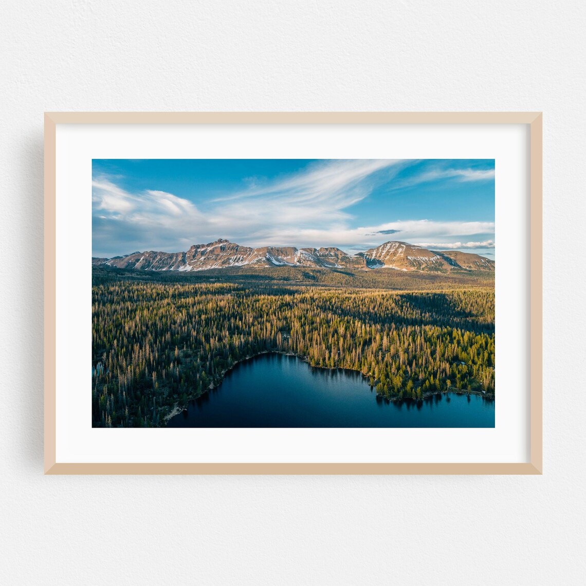 Utah Snowcapped Mountain Lake Pine Forest Landscape Wall Art