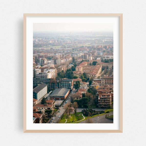 Bergamo Italy Aerial Skyline Panorama Cityscape Photo Poster