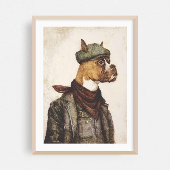 Vintage Print Humor Wall Art Rustic Framed Retro Home Decor Fashion Poster Drawing Fine Hard Worker