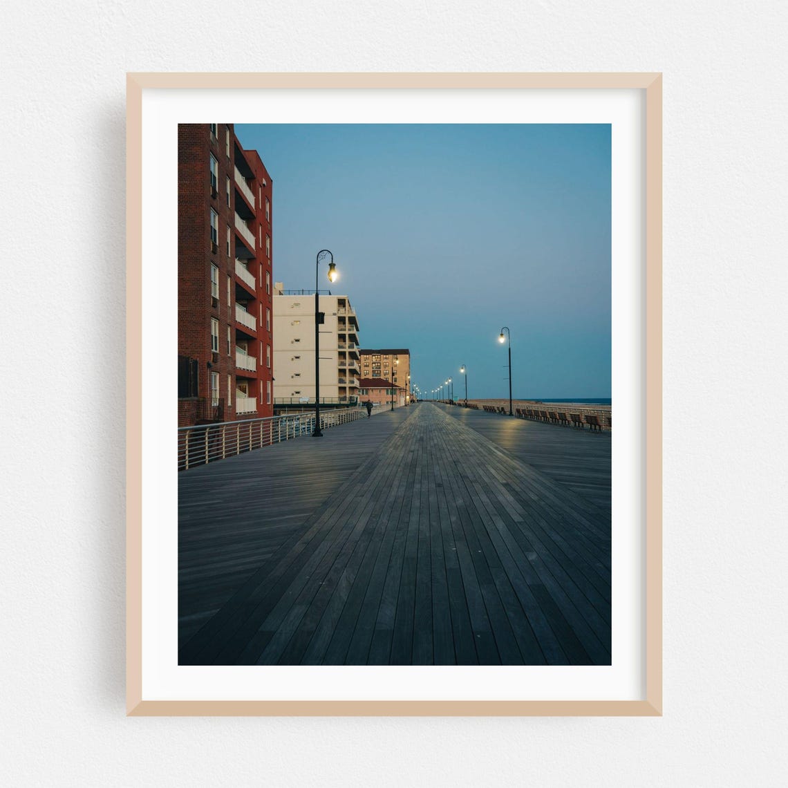 Long Beach Boardwalk At Twilight Empty Wooden Seaside Pier Poster