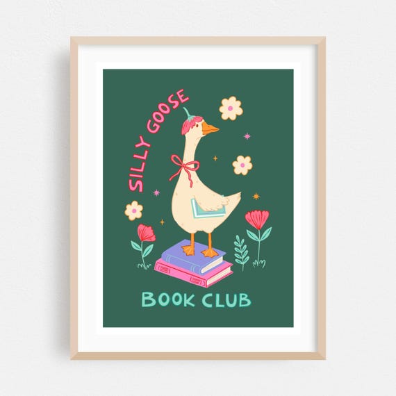 Humor Print Whimsical Wall Art Illustration Framed Animal Home Decor Floral Poster Quote Fine