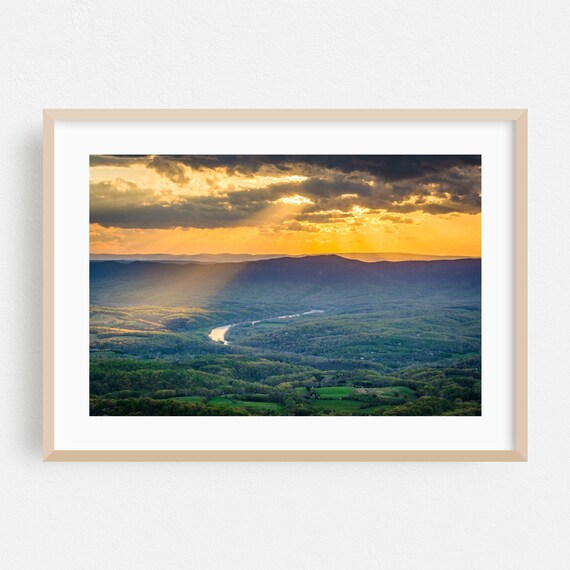 Sunbeams Breaking Through Storm Clouds Over Green Valley Poster