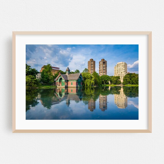 Manhattan Central Park Lake Boathouse Mirror Reflection Poster