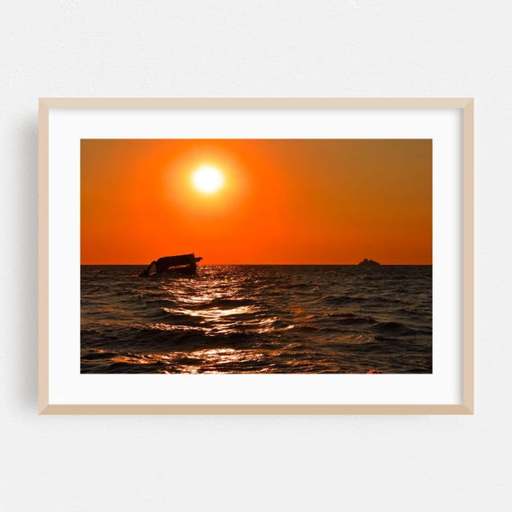 Cape May Print New Jersey Wall Art Sunset Framed Ocean Home Decor Boat Poster Seascape Fine Coastal Minimalist Landscape