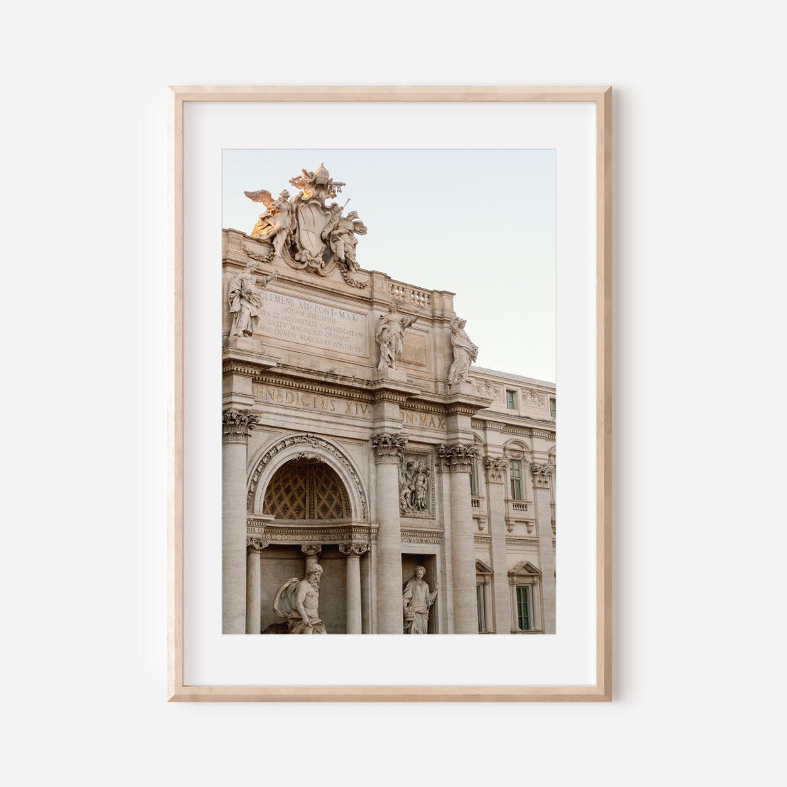 Trevi Fountain Rome Baroque Statues Warm Golden Light Poster