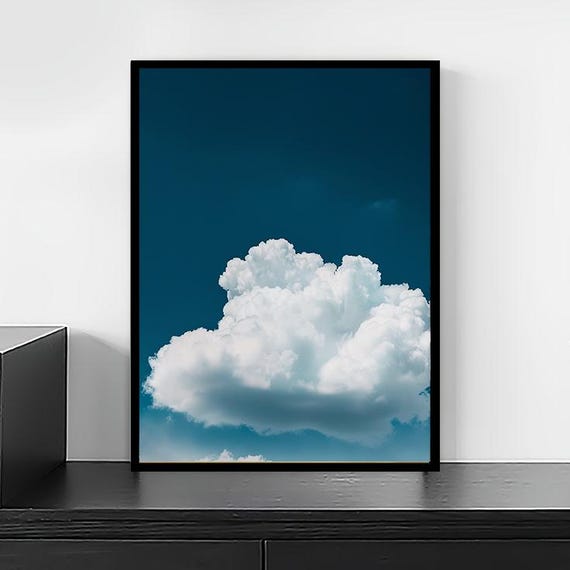 Serene Cloud Canvas Print Minimalist Blue Sky Nature Photography