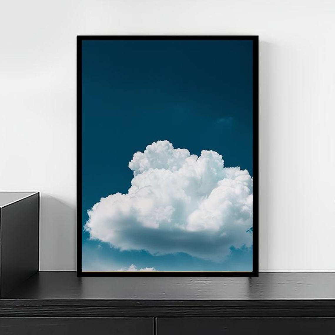 Bold White Cumulus Cloud Against Deep Blue Sky Photo Wall Poster