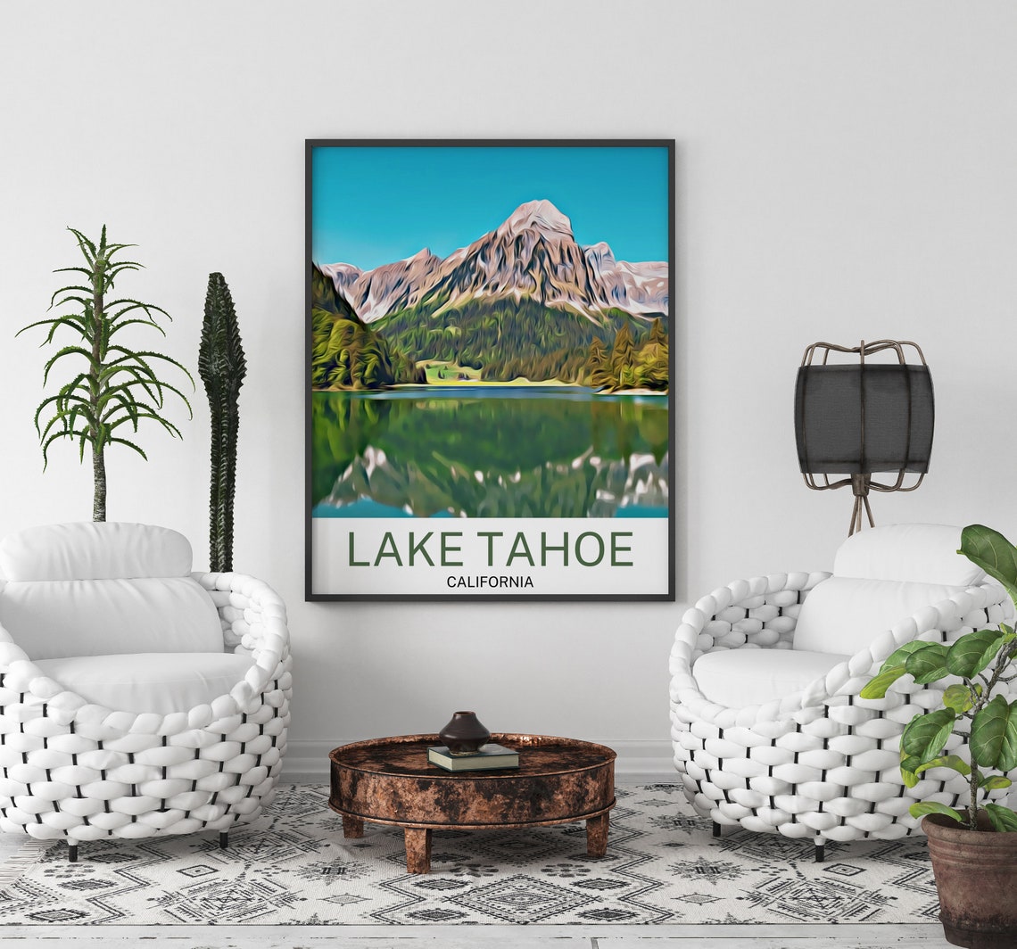 Lake Tahoe Travel Print Lake Tahoe Wall Art Lake Tahoe Poster Lake Tahoe Art Print Lake Tahoe Wall Decor Lake Tahoe Travel - Image 2