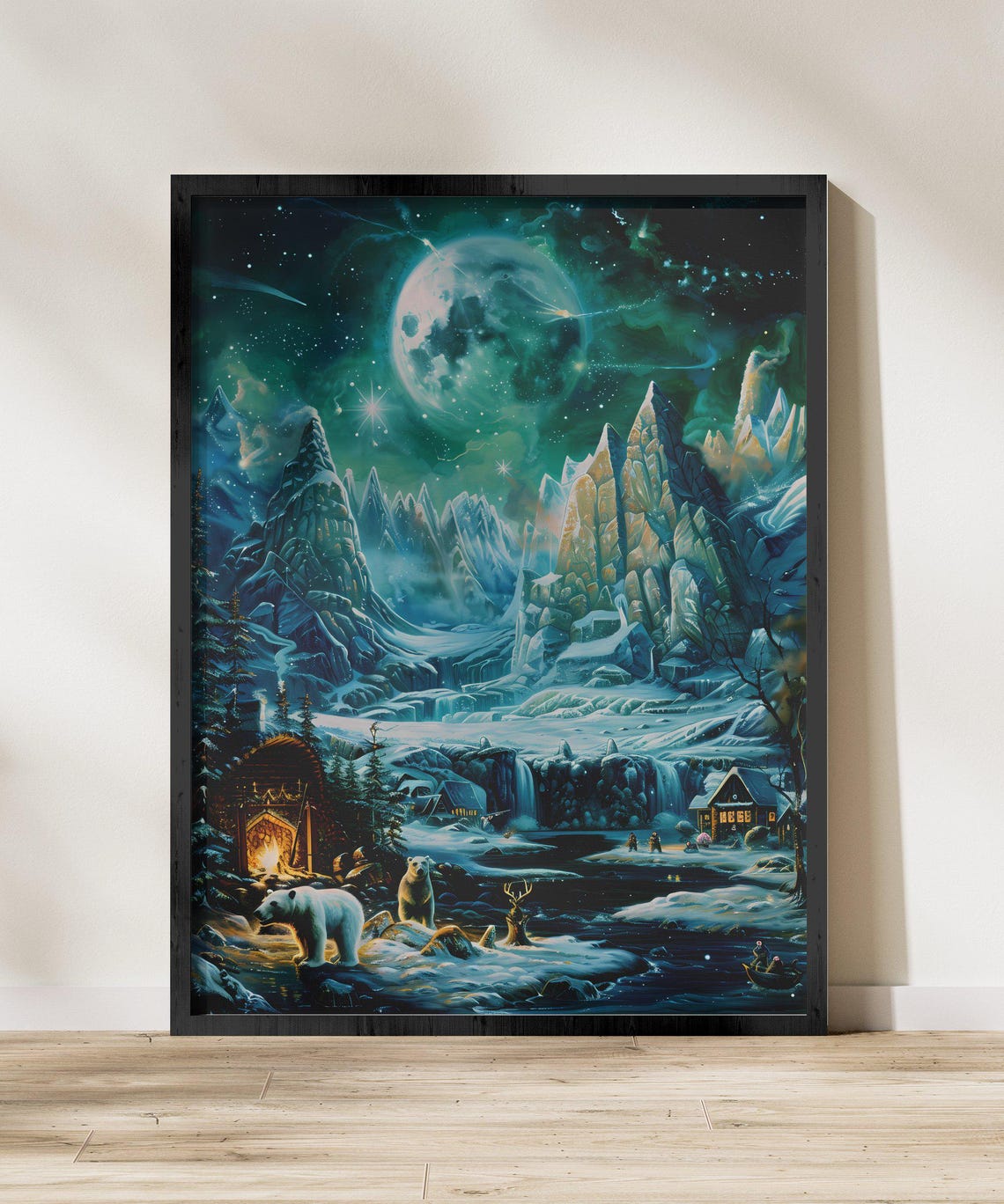 Stunning Alaska Landscape Wall Art Northern Lights Aurora Borealis Mountain Scenery Print Nature Decor For Home