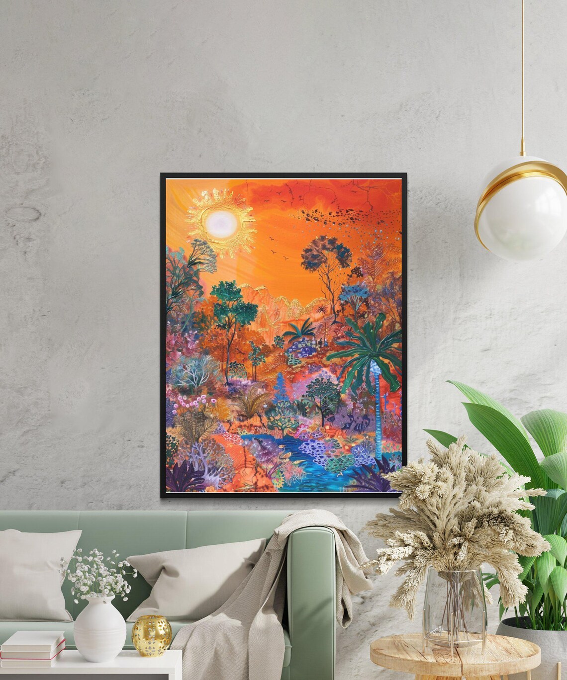 Tropical Jungle Sunset Forest, Botanical Art Print - Image 3